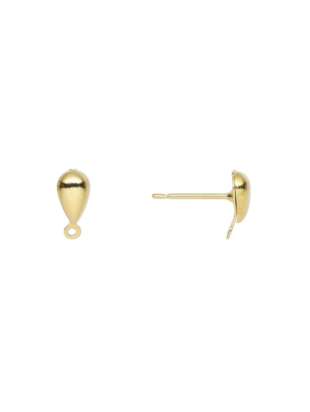 14K Gold Plated Teardrop Loop Ear Studs Earring Findings 10 pcs